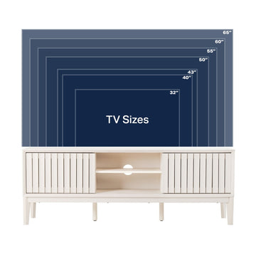 Gennaro 58 in. Farmhouse 3-Storage Sliding Door TV Stand Fits TVs up to 65 in. with Cable Management - JONATHAN Y